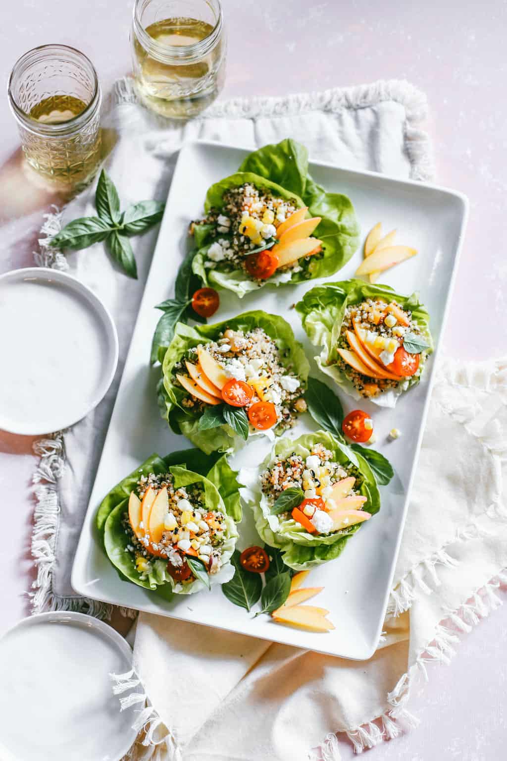 At Home Happy Hour: Peach & Jalapeno Quinoa Lettuce Wraps