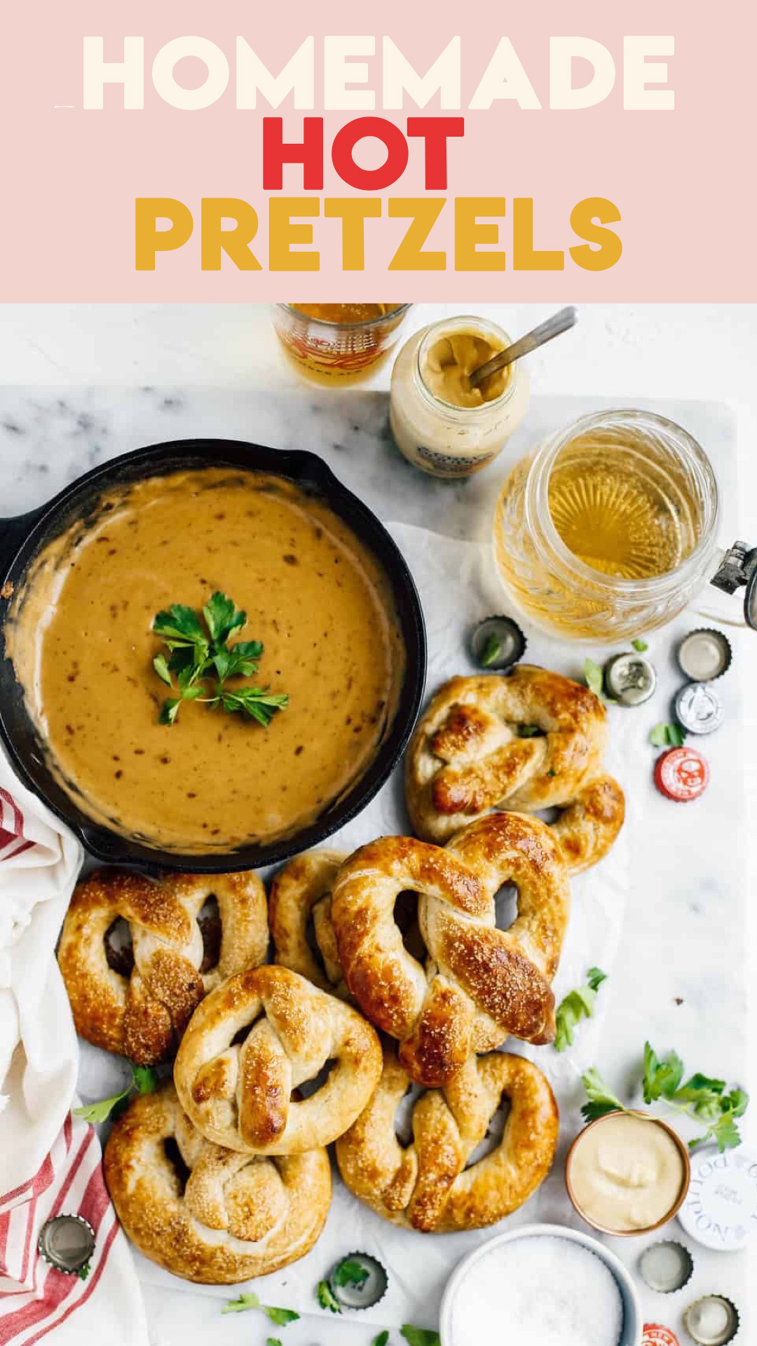 buttery homemade hot pretzels with beer cheese dip