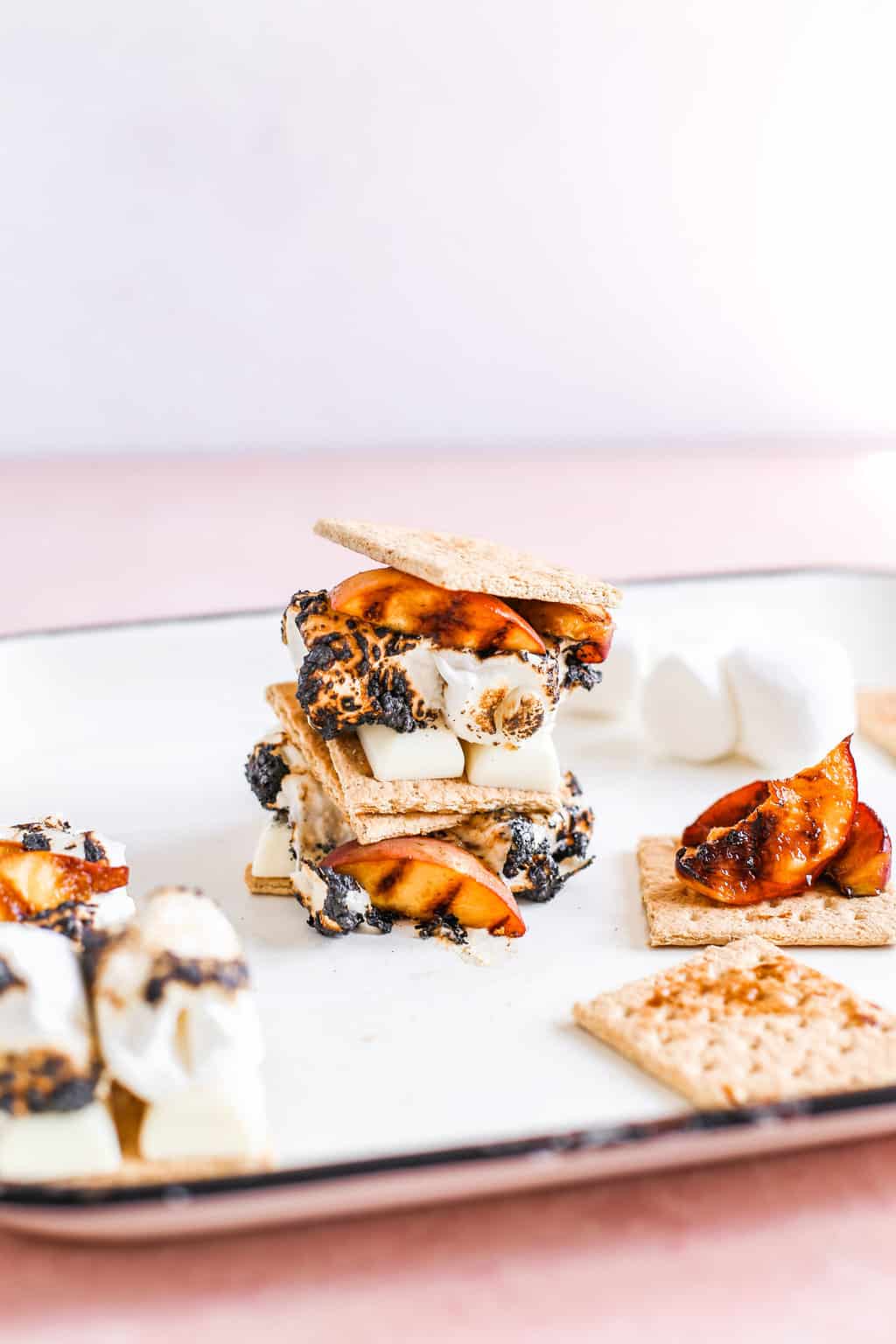 Smeaches! White Chocolate Smores with Grilled Peaches