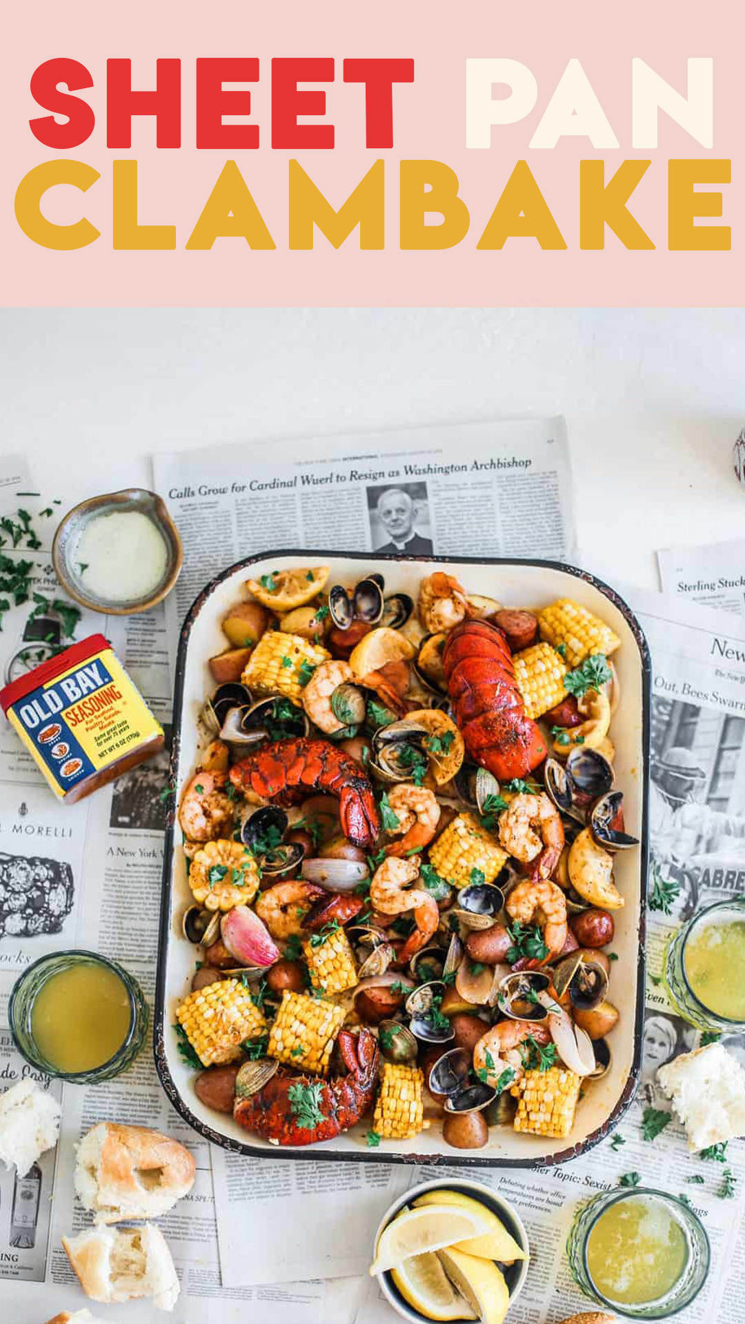 sheet pan clam bake pinterest graphic