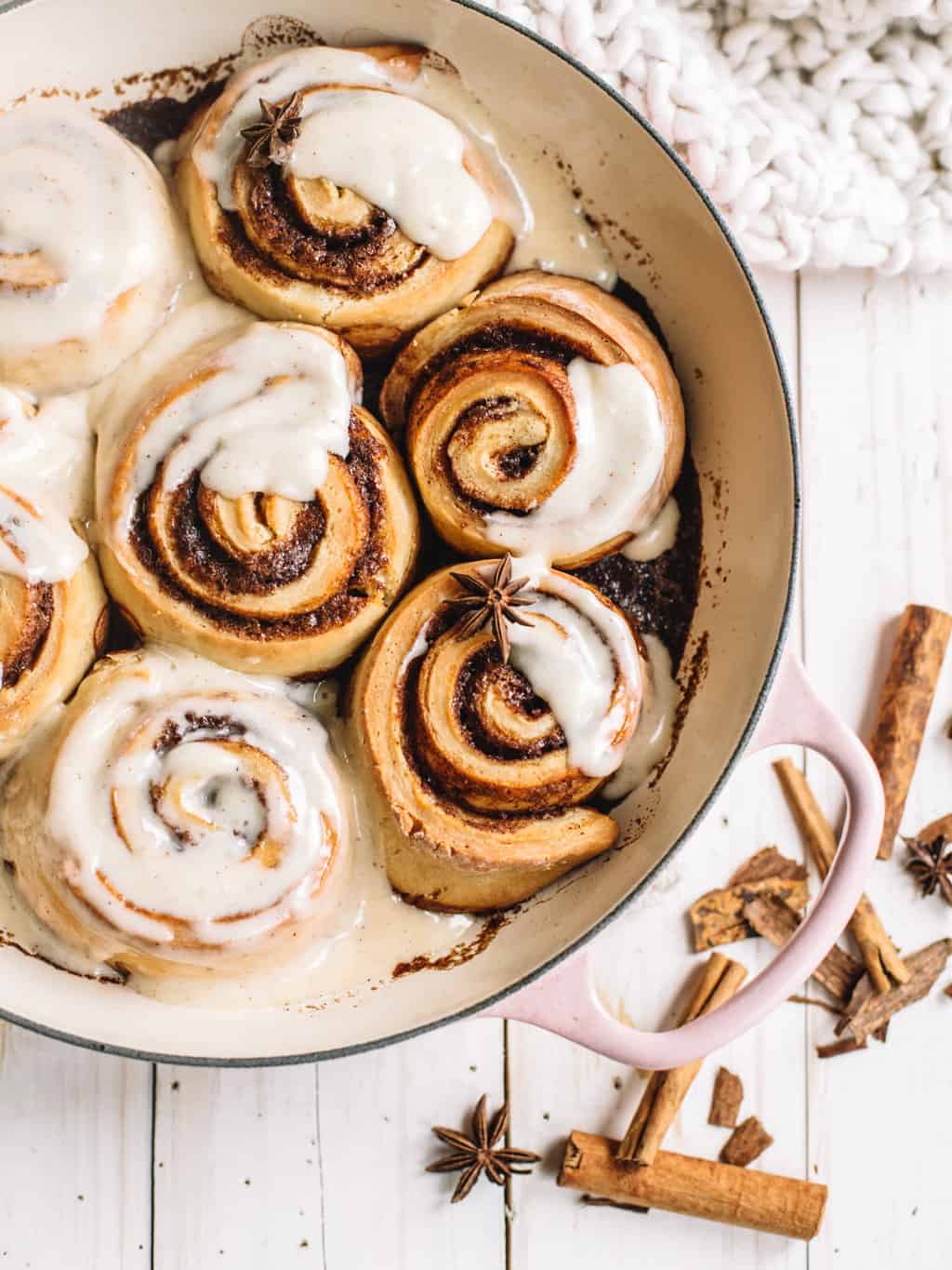 Eggnog Cinnamon Rolls with Spiced Frosting