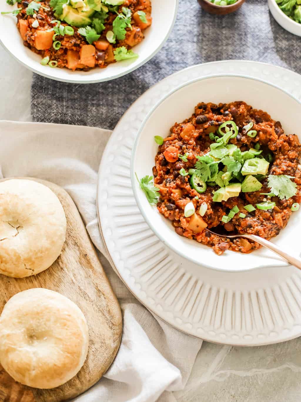 Plant Based Butternut Squash + Quinoa Chili