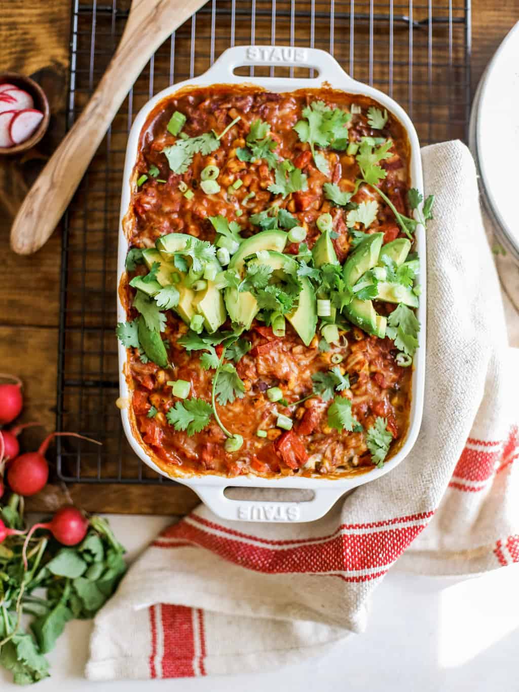 Plant Based Red Enchilada Mexican Casserole