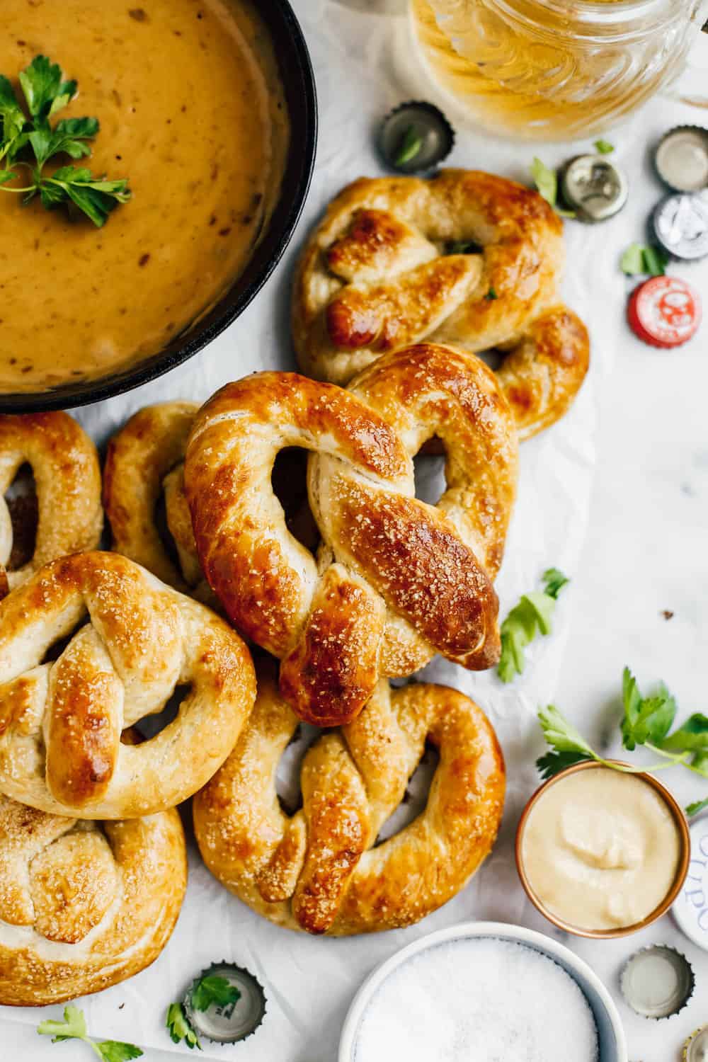 buttery soft pretzels with beer cheese dip