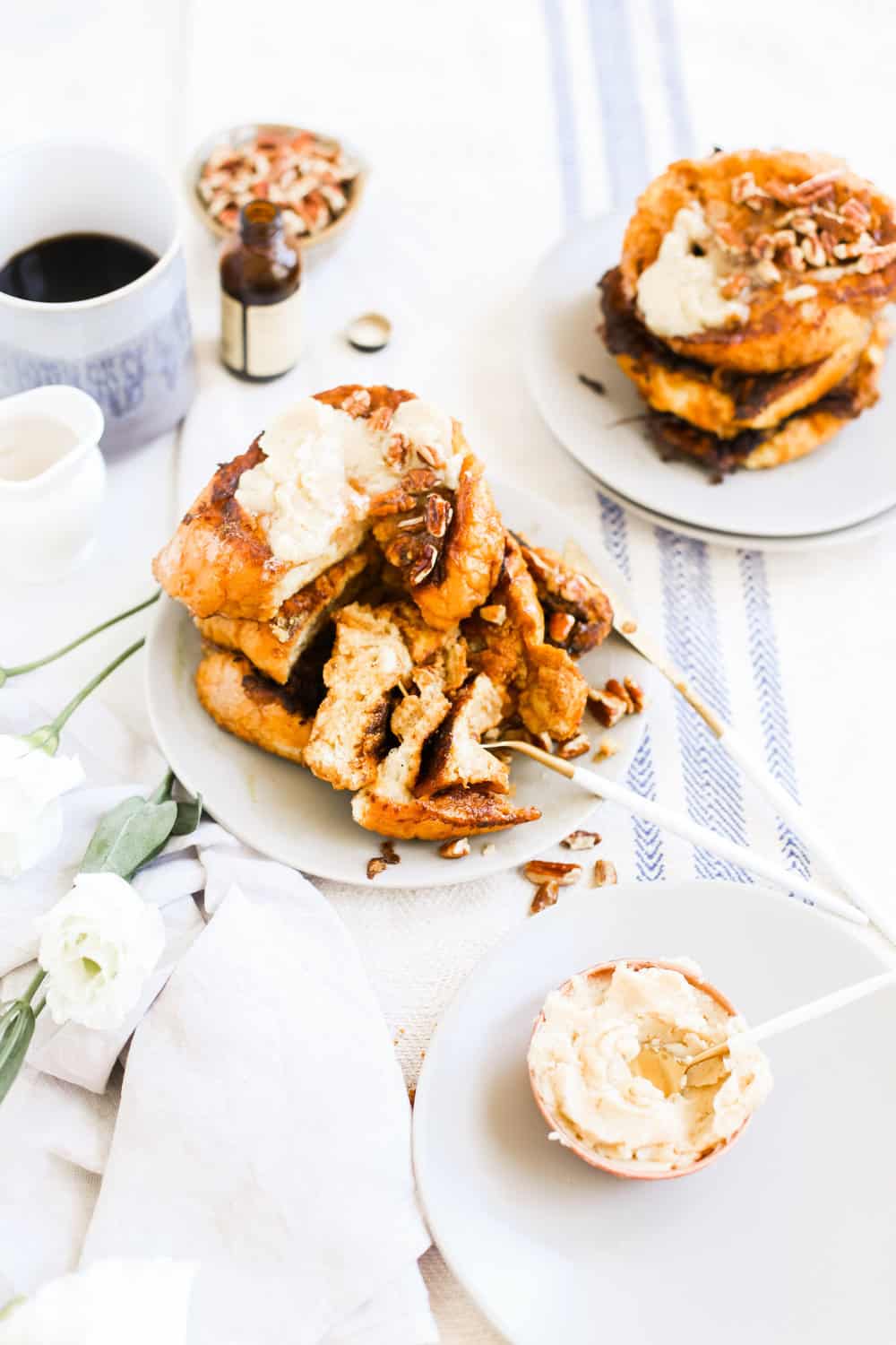 Sliced pumpkin spice french toast. 