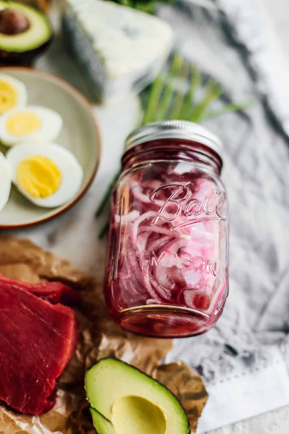 a jar of pickled radishes