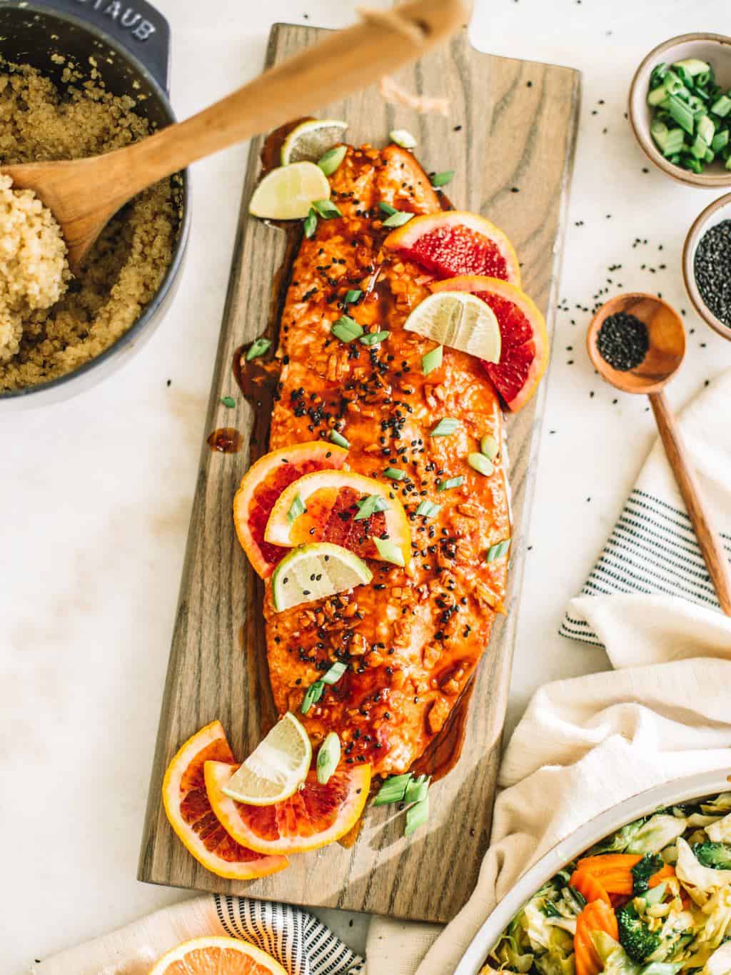 Blood Orange Salmon Fillet with Ginger Garlic Stir Fry