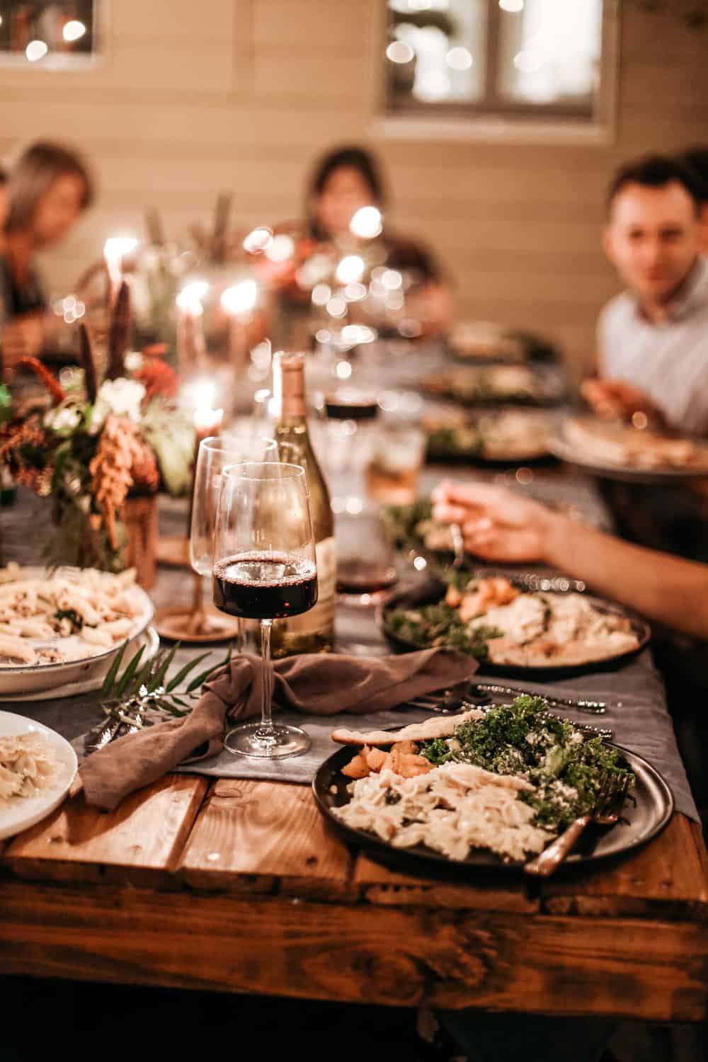 Friends enjoying a dinner party.