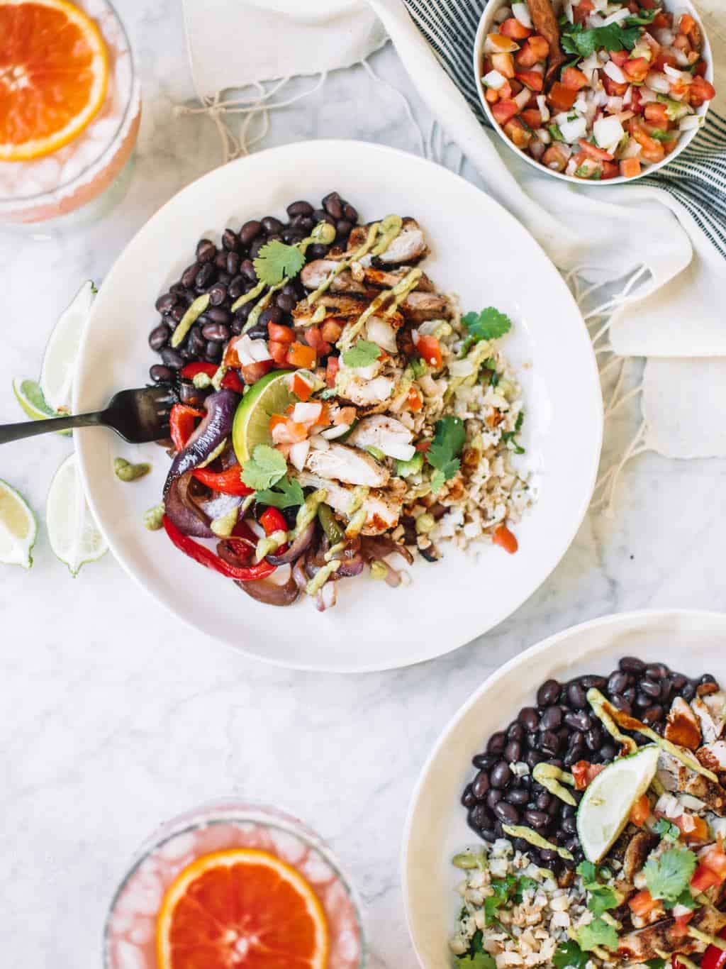 ‘Chipotle Style’ Healthy Chicken Burrito Bowls