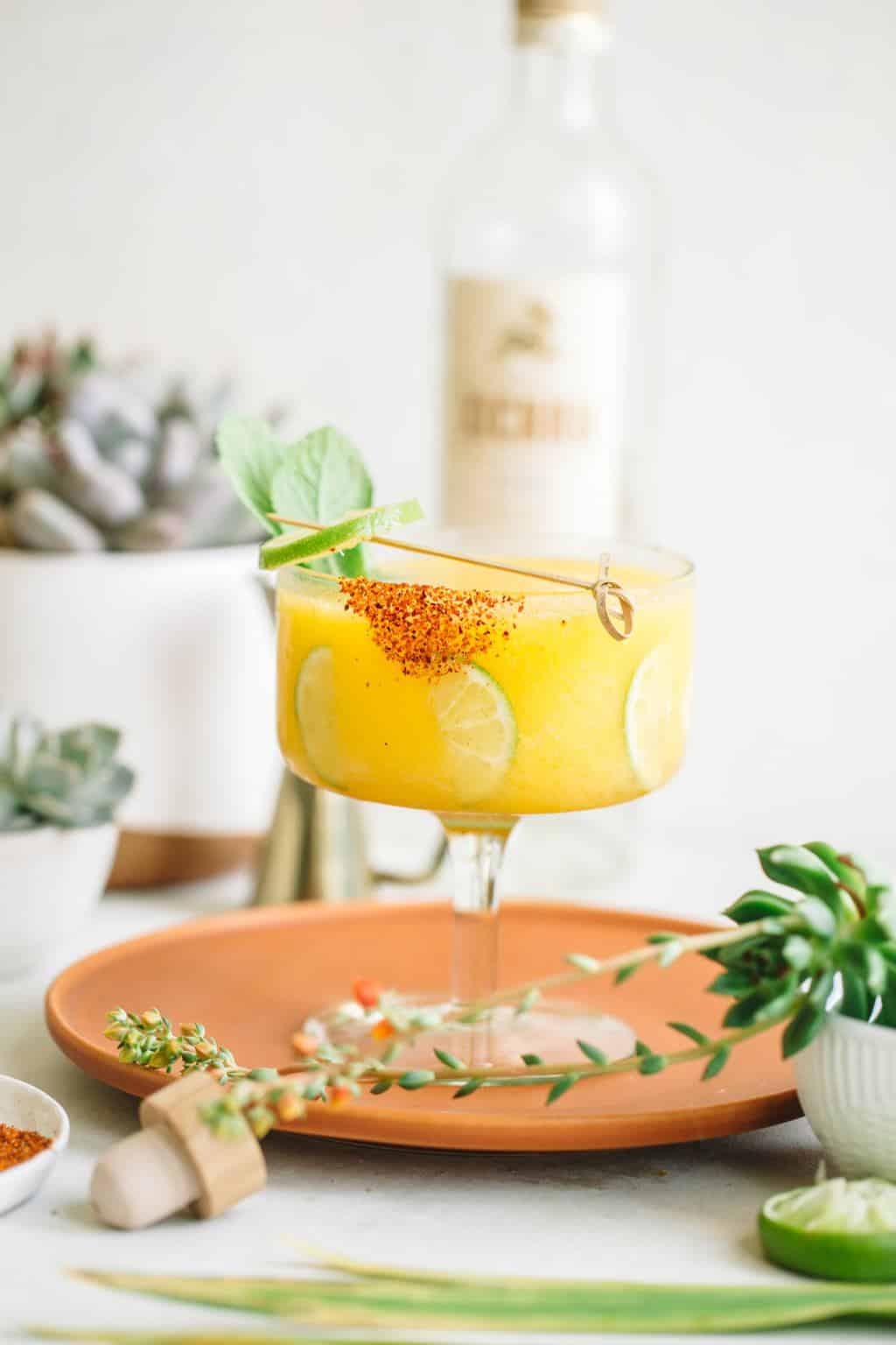 Frozen Mango Margarita with Chili Rim