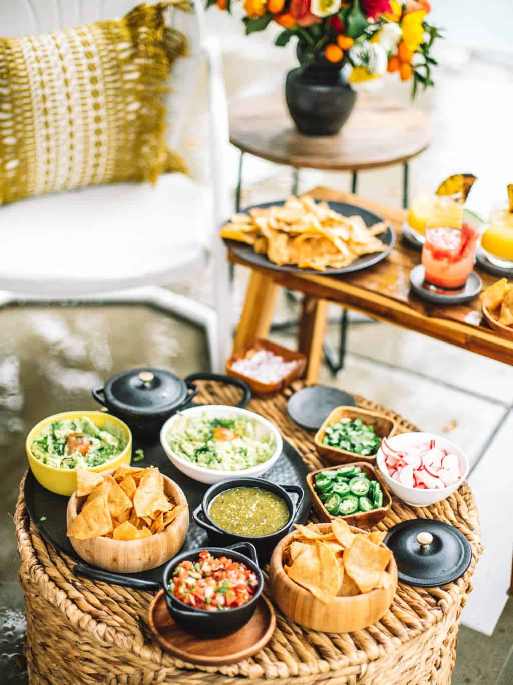 A guacamole topping station. 