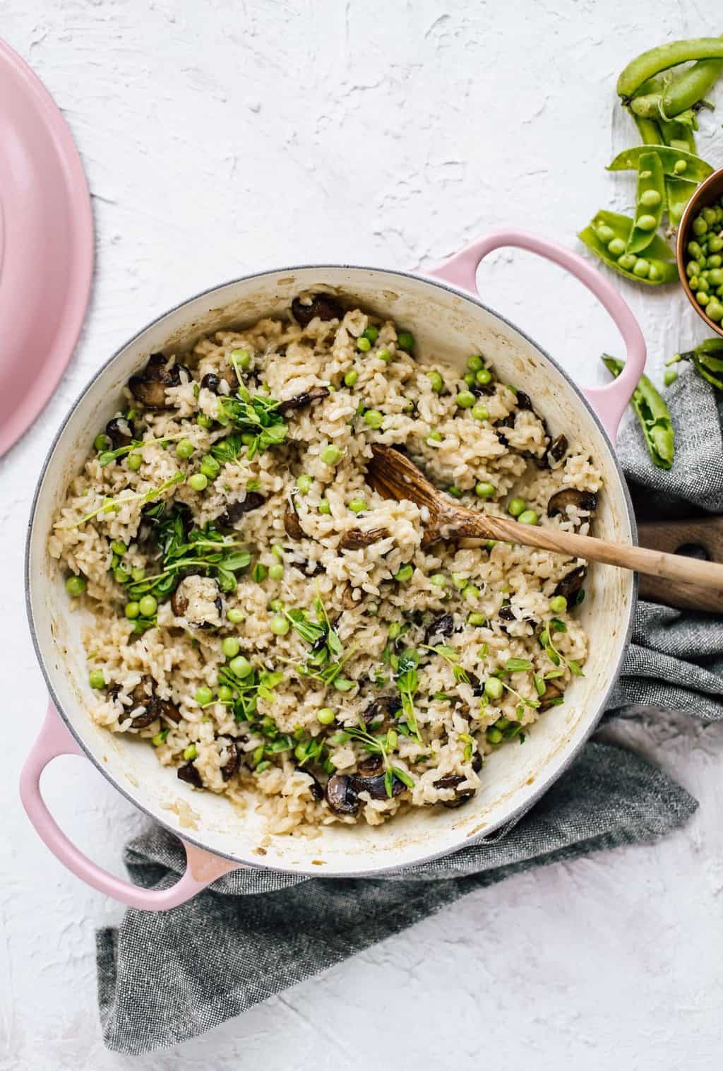 Spring Pea Mushroom Risotto