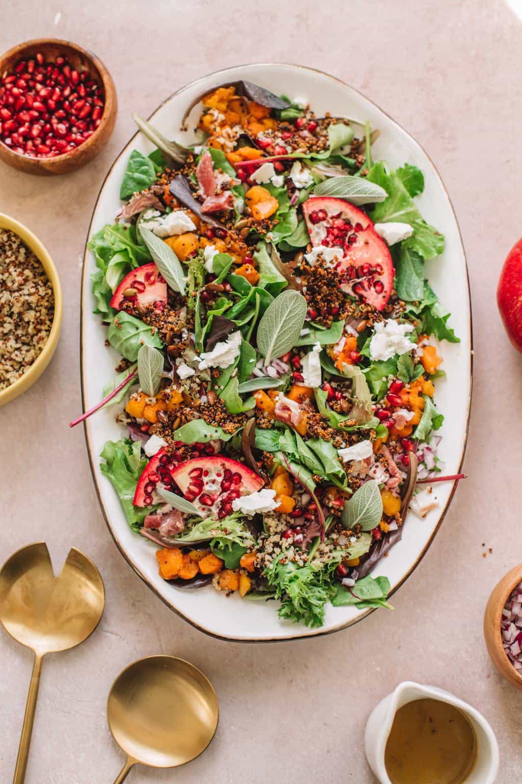 Fall Salad with Roasted Butternut Squash and Pomegranates