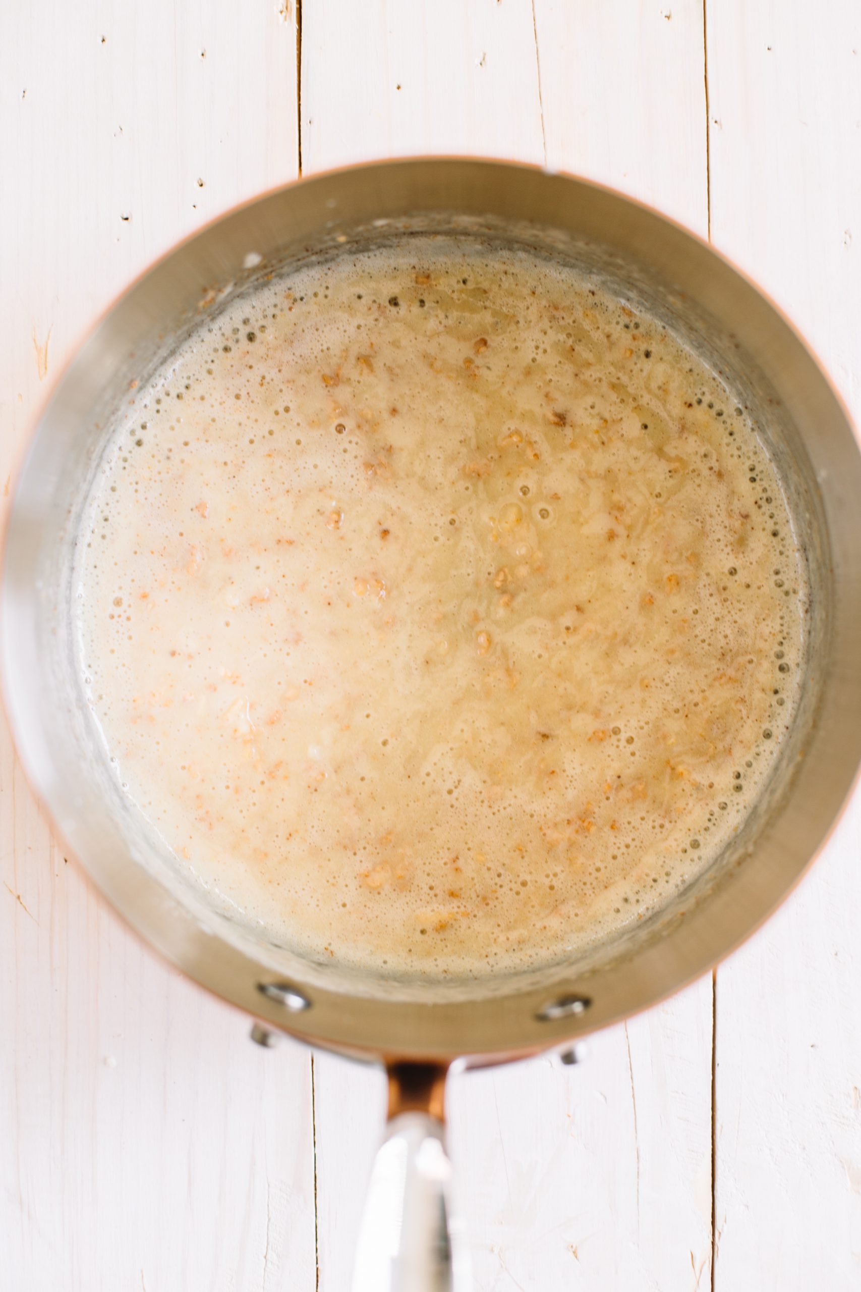 butter and flour in copper saute pan