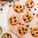 almond flour blueberry muffins on cooling rack