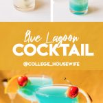 pouring blue caracao in highball glass with one ounce measuring pourer, two blue lagoon cocktails