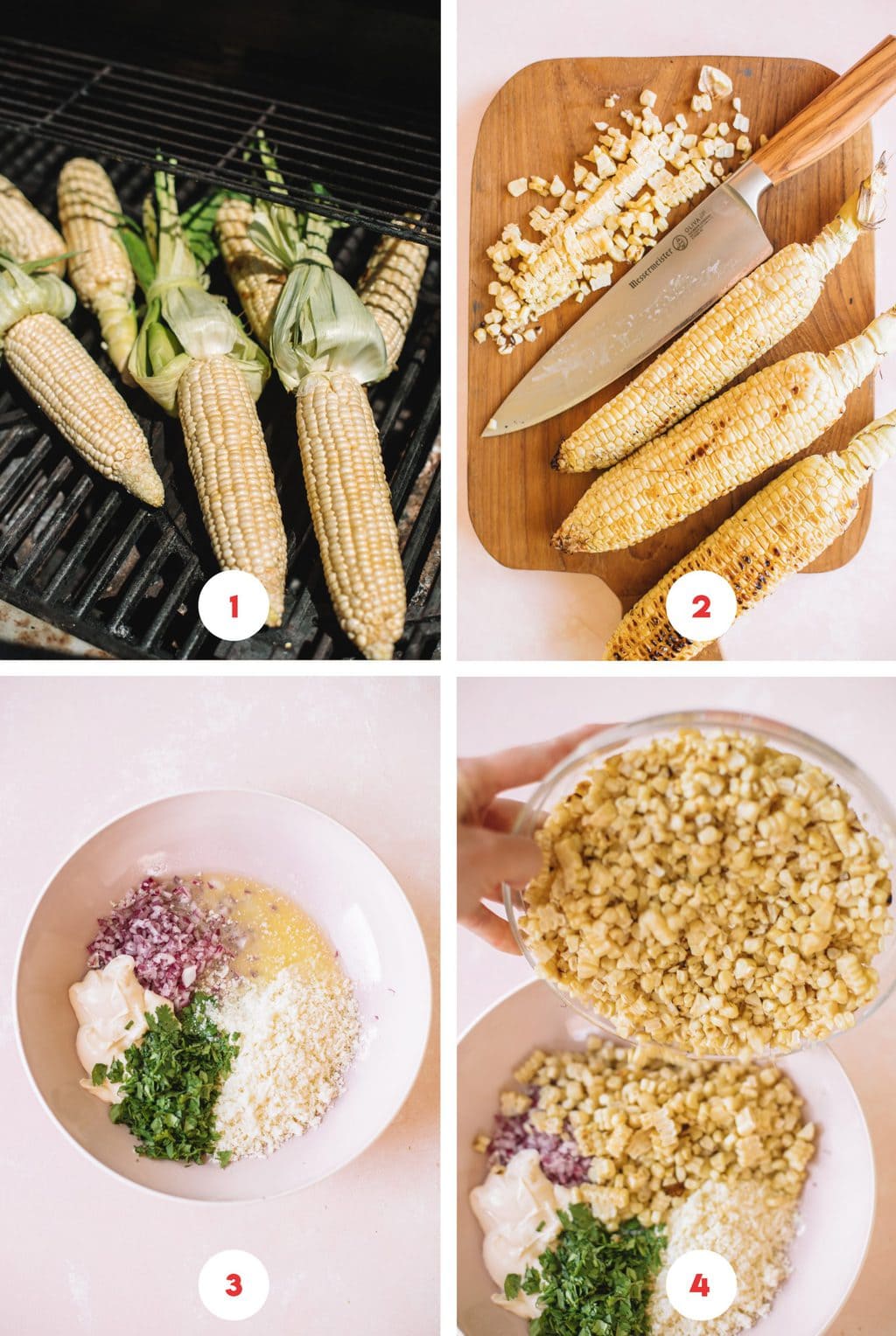 Step by step process on how to make mexican corn in a cup.