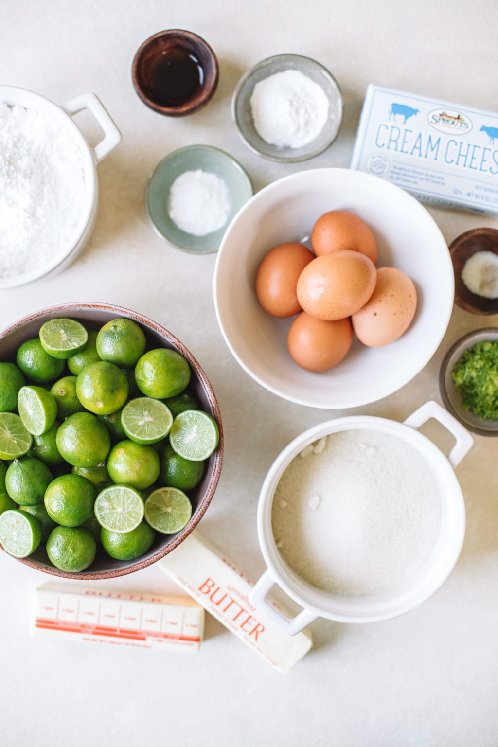 Ingredients for key lime cake.