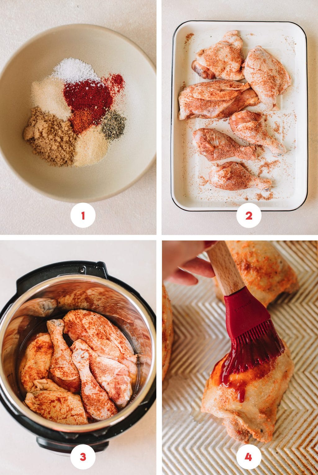 Step by step process on how to make instant pot bbq chicken.