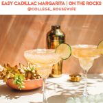 two cadillac margaritas in glasses garnished with lime