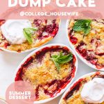 Pinterest graphic on how to make strawberry dump cake.