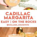 two cadillac margaritas on the rocks and garnished with lime