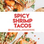 easy chipotle spiced shrimp tacos with slaw and sriracha on white surface