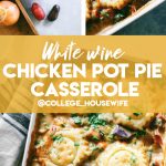 chicken pot pie casserole recipe topped with circles of puff pastry