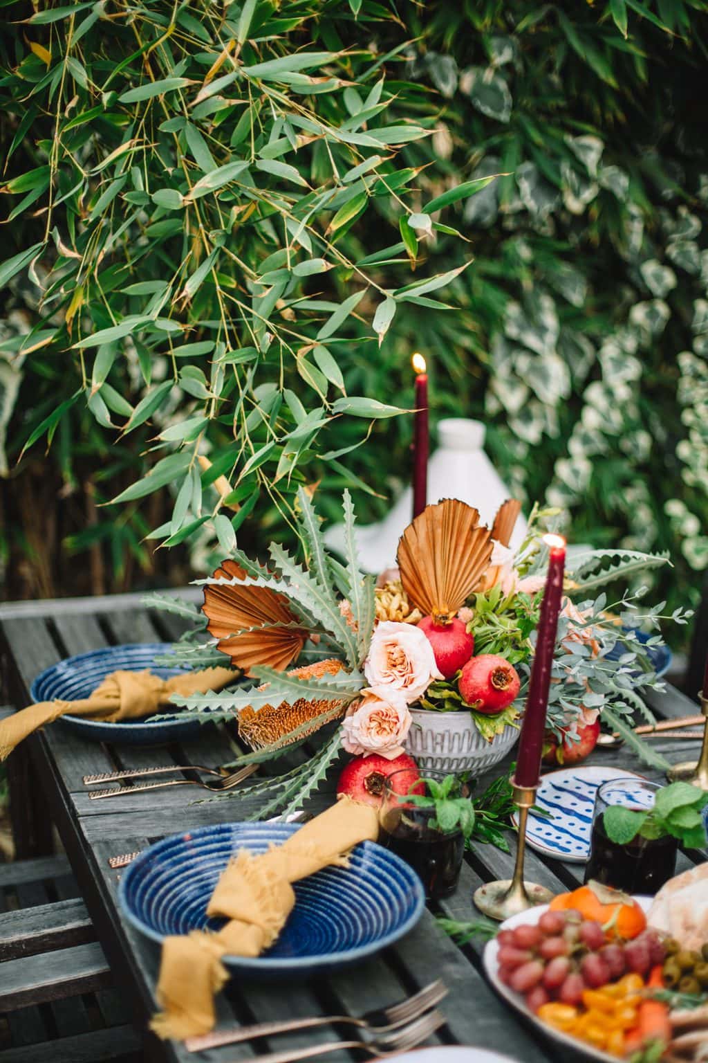 top shot of moroccan dinner party tablescape