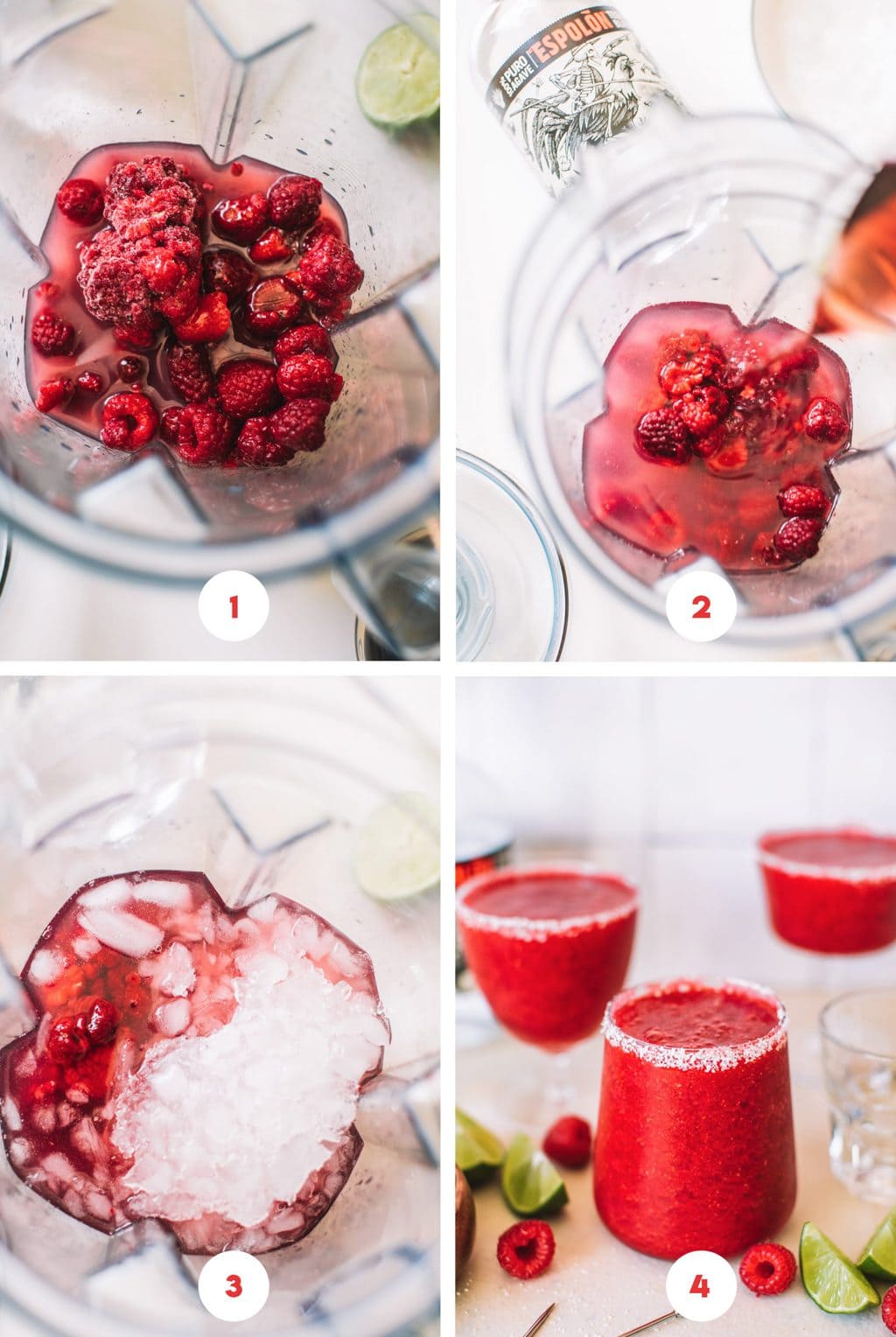 Step by step way to make frozen raspberry margaritas