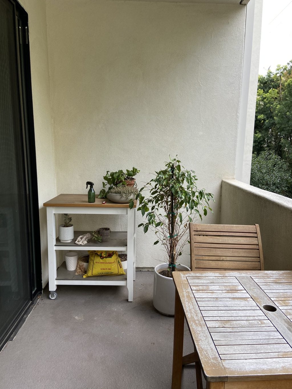 A before picture of the pizza oven side of the patio. 