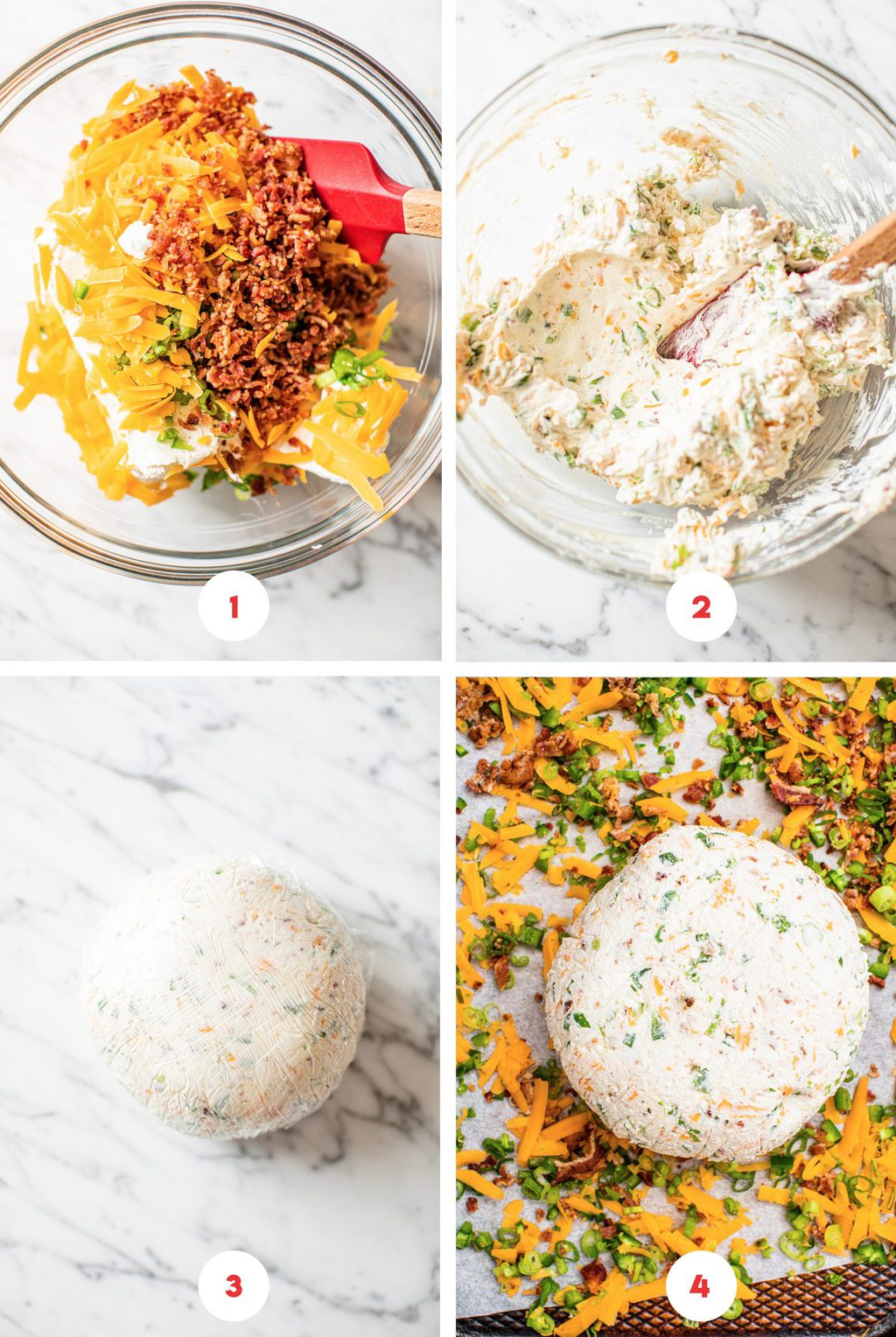 four step grid making cheese ball recipe