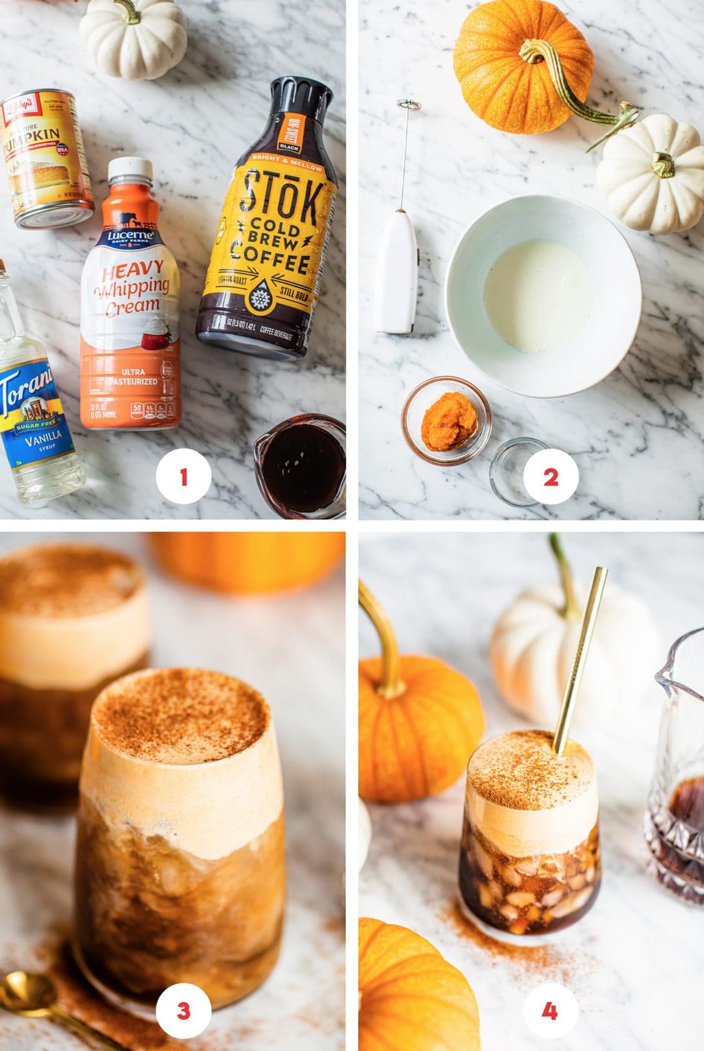 four step grid for pumpkin spice cold brew