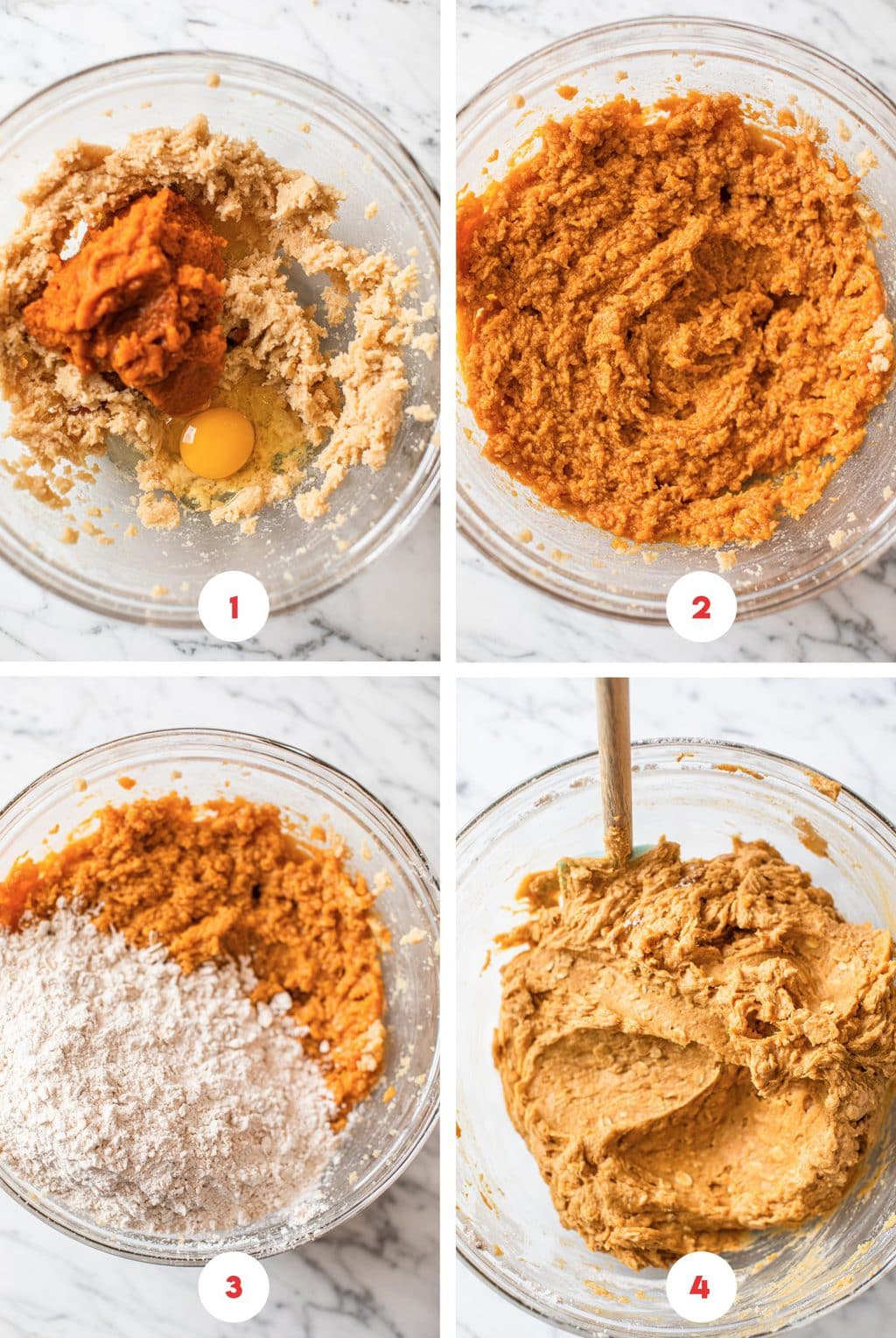 four step grid make pumpkin cookie batter