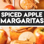 apple cider margarita in glass with apple slice garnish