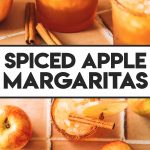 apple cider margarita in glass with apple slice garnish