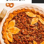 baked maple butter pecan pie with decorative topping