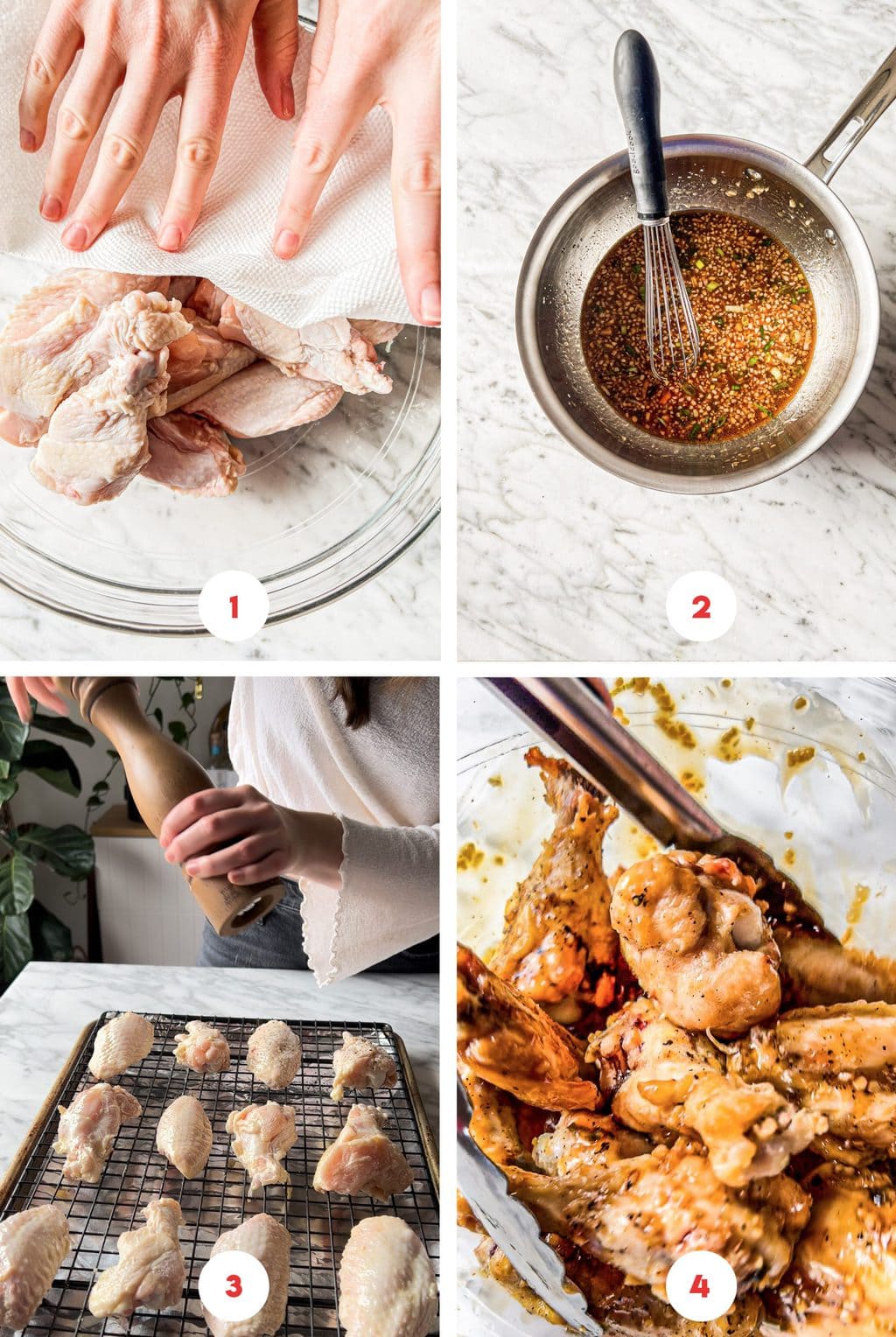 step by step process on how to make honey soy garlic chicken wings