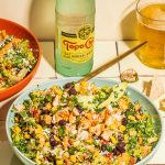 two bowls of southwestern salad recipe with gold fork