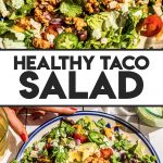 taco salad recipe on large plate with fork