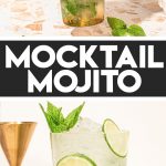 mint mojito mocktail in highball glass with lime wheels and fresh mint