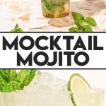 mint mojito mocktail in highball glass with lime wheels and fresh mint