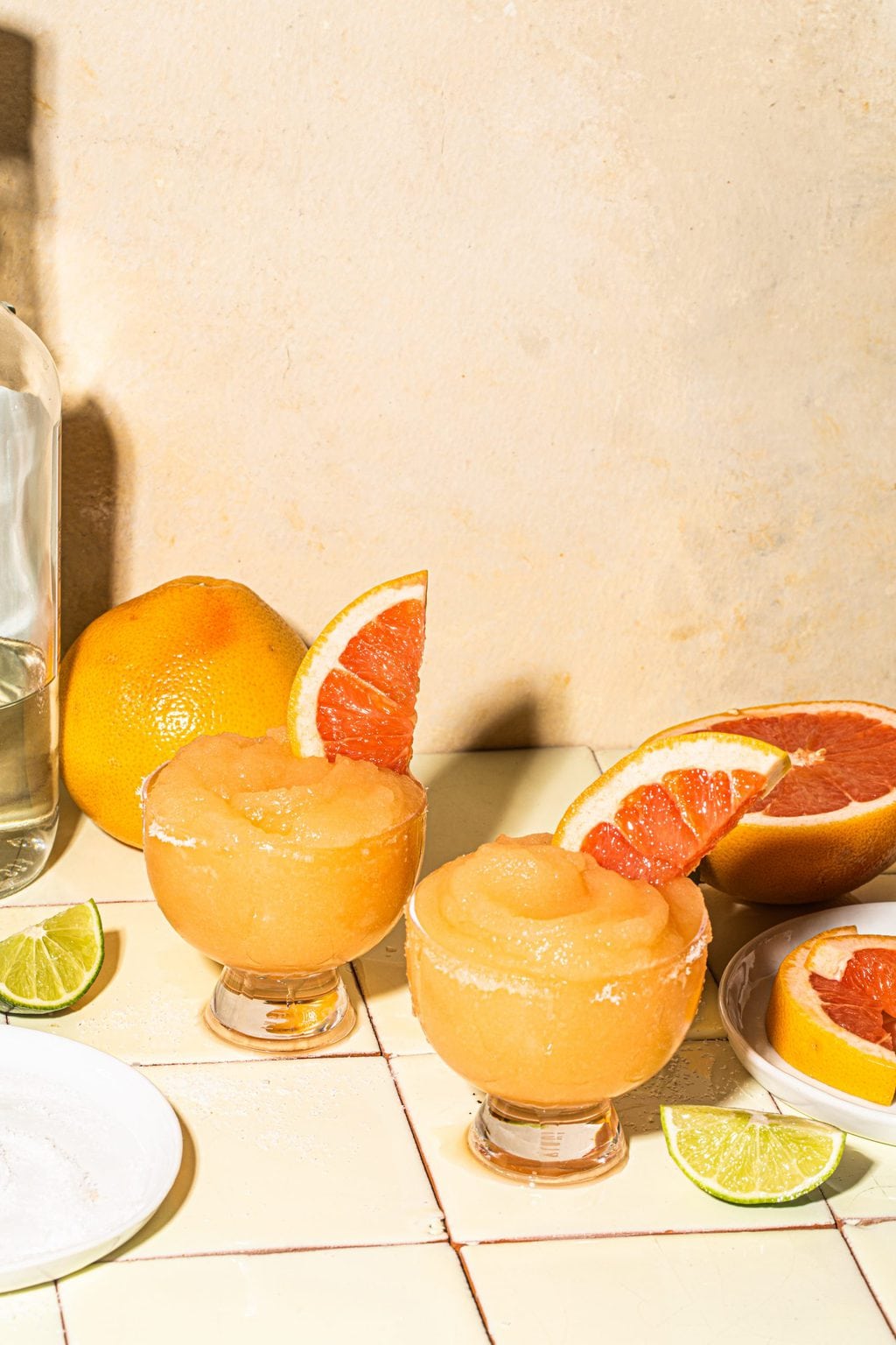 frozen palomas garnished with grapefruit slices