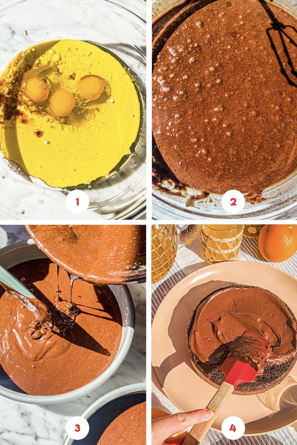 step by step process on how to make chocolate cake 