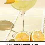 easy limoncello martini in coupe glass with lemon twist