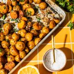 lemon herb potatoes on sheet pan