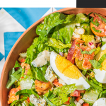 summer cobb salad recipe with corn in bowl