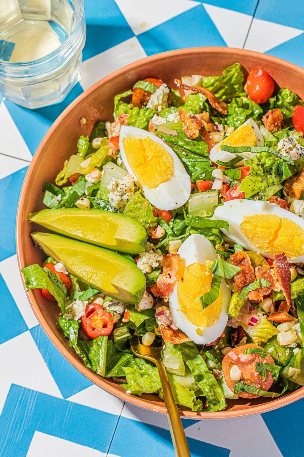 easy summer cobb salad recipe in bowl