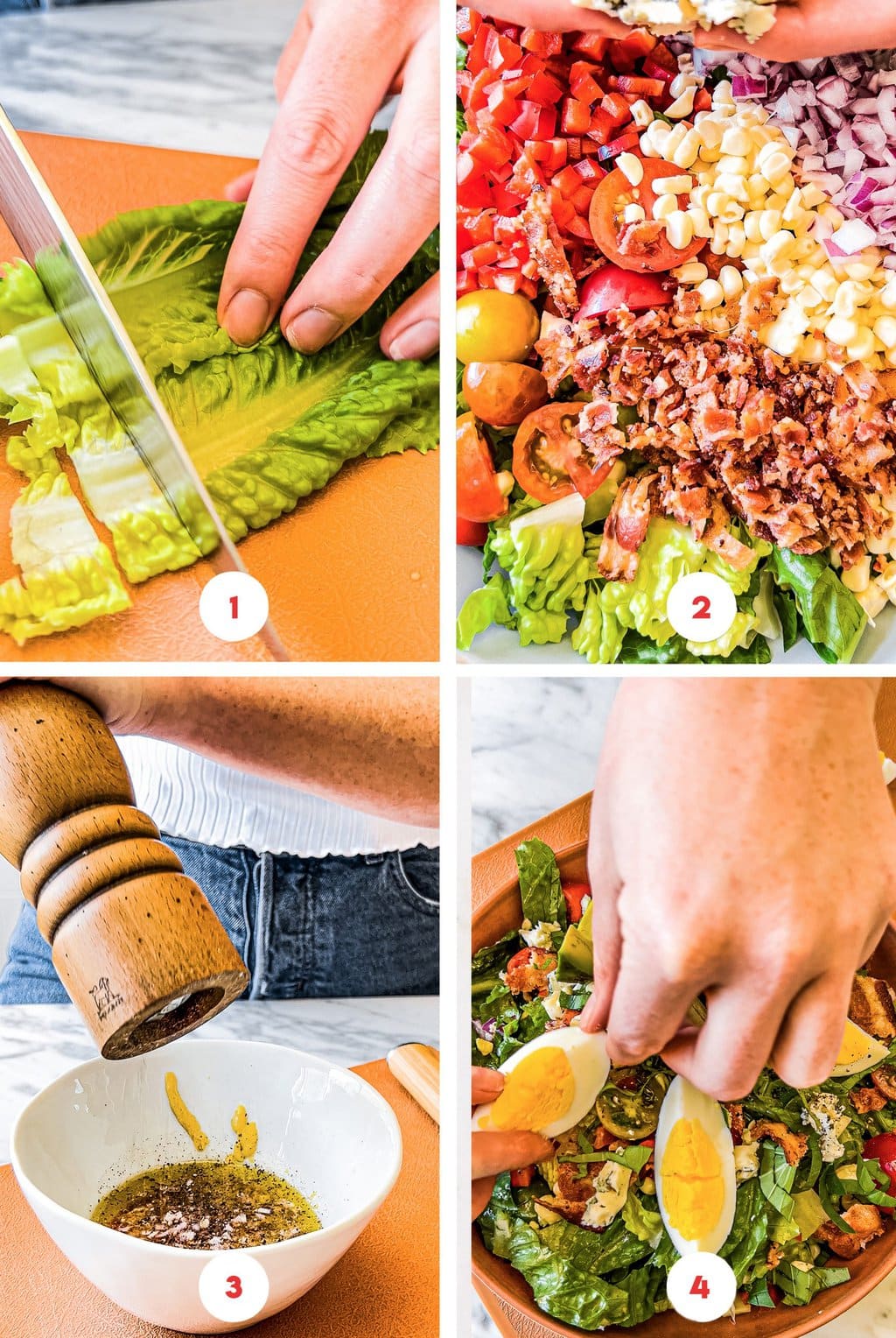 four step grid making summer cobb salad recipe