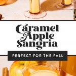 glass of caramel apple sangria with apple slices